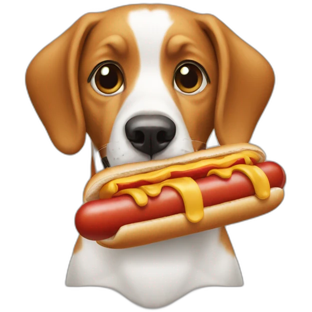 dog eating hotdog emoji