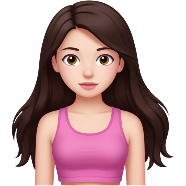 Azzyland with long dark brown hair, pink crop top emoji