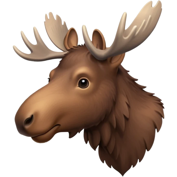A high-resolution digital illustration of a young moose in a clean, semi-realistic style. The young moose is shown facing sideways head tilted  emoji