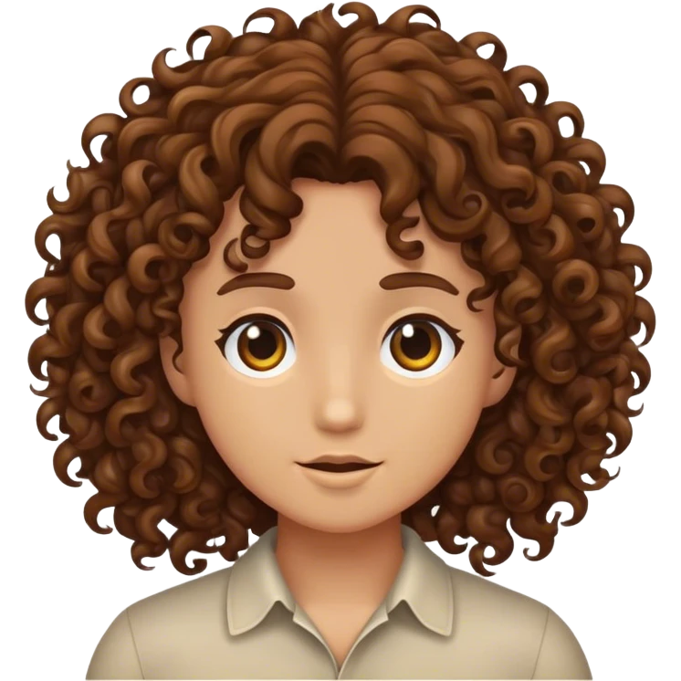 Brown hair curly  emoji