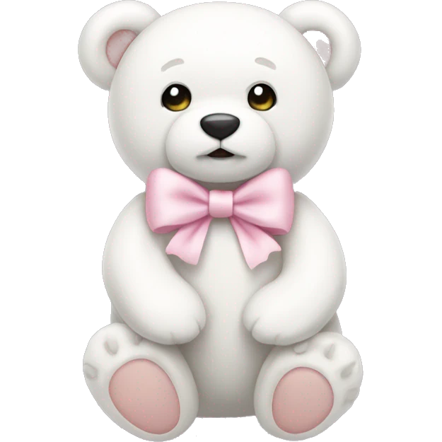 White teddy bear with light pink bow emoji