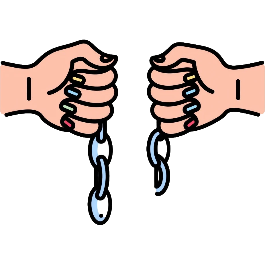 breaking free from chains symbolizing recovery from addiction emoji