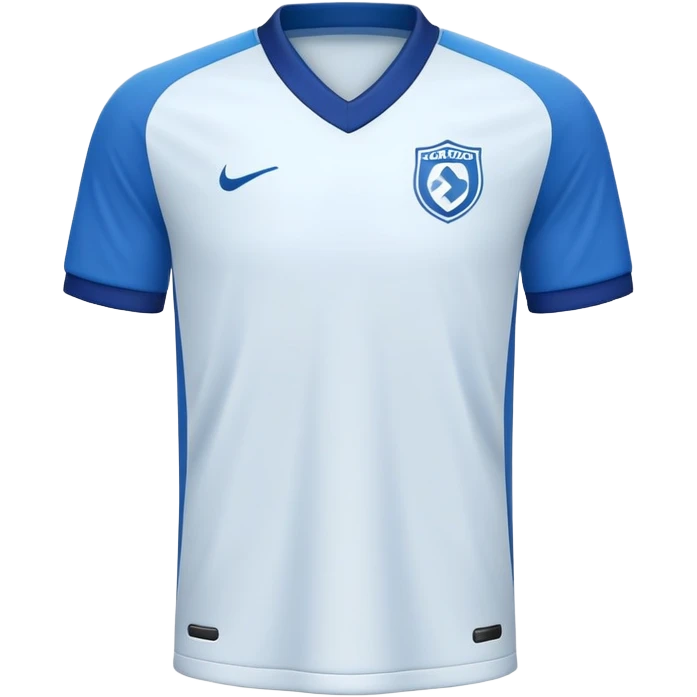 White soccer jersey with blue collar and sleeves emoji