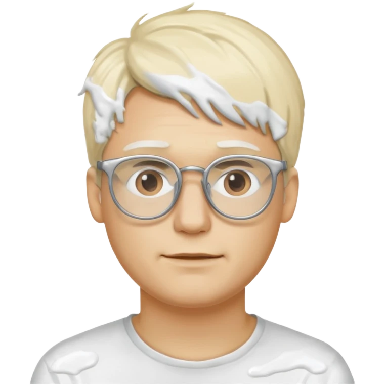 Blond man with glasses splashed with white paint  emoji