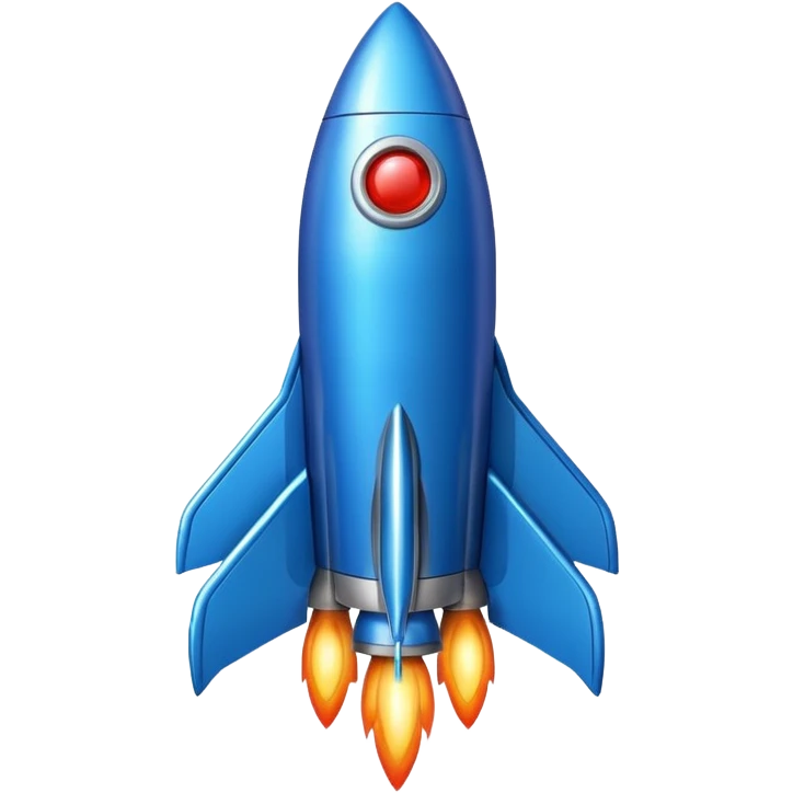 an all blue rocket ship no gold or red emoji