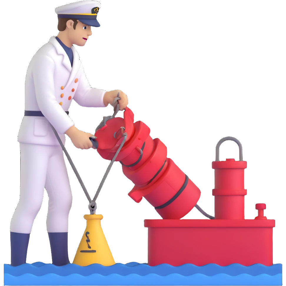 Complete process from sailor at winch pulling up sample, transferring to lab, and scientists analyzing marine sediments emoji