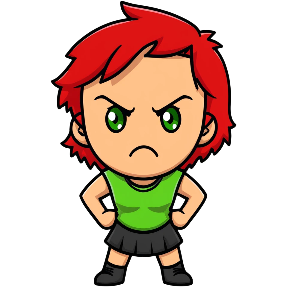 Angry girl with red hair and green eyes emoji