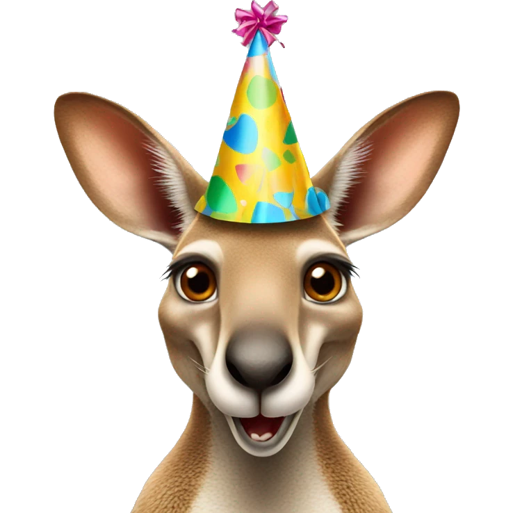 kangaroo wearing party hat emoji