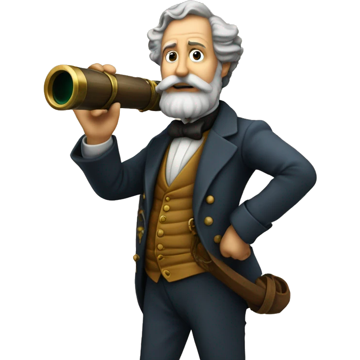jules verne holds a spyglass in his hands emoji