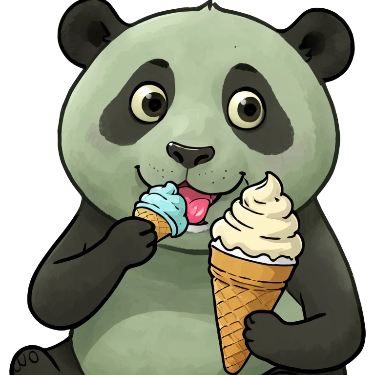 Panda eating ice cream emoji