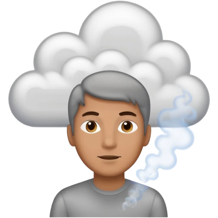 Guy surrounded by smoke gridding  emoji