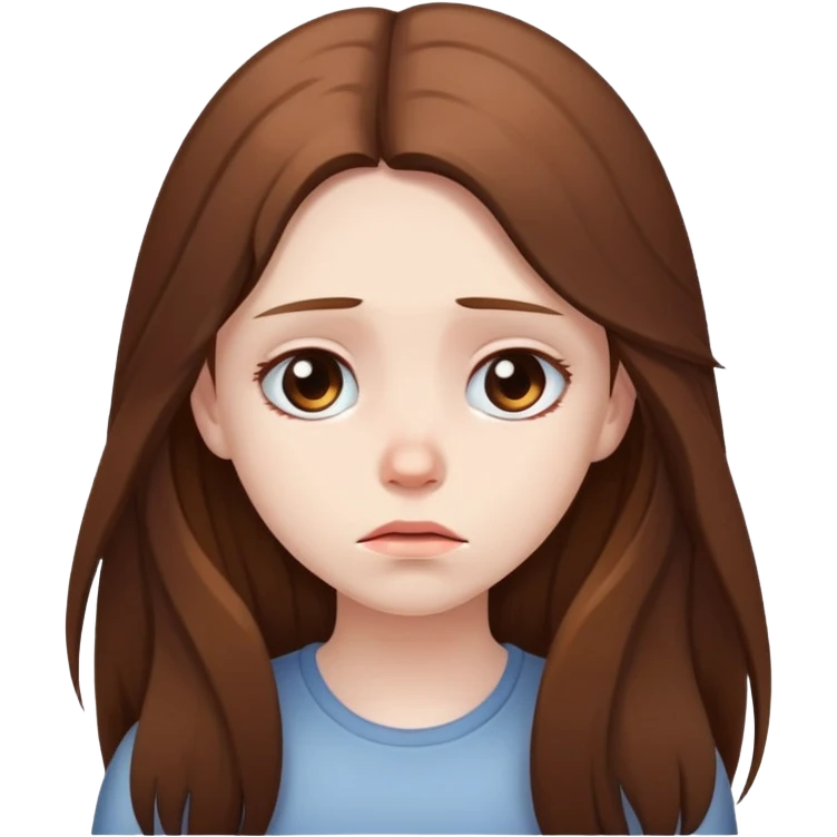 Sad girl with brown long hair  emoji