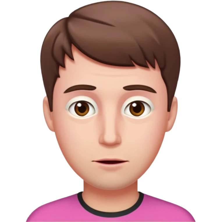 White man with short brown hair, long face, and pink male looking sassy emoji
