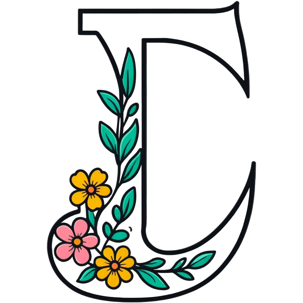 fancy decorative letter J with floral elements emoji