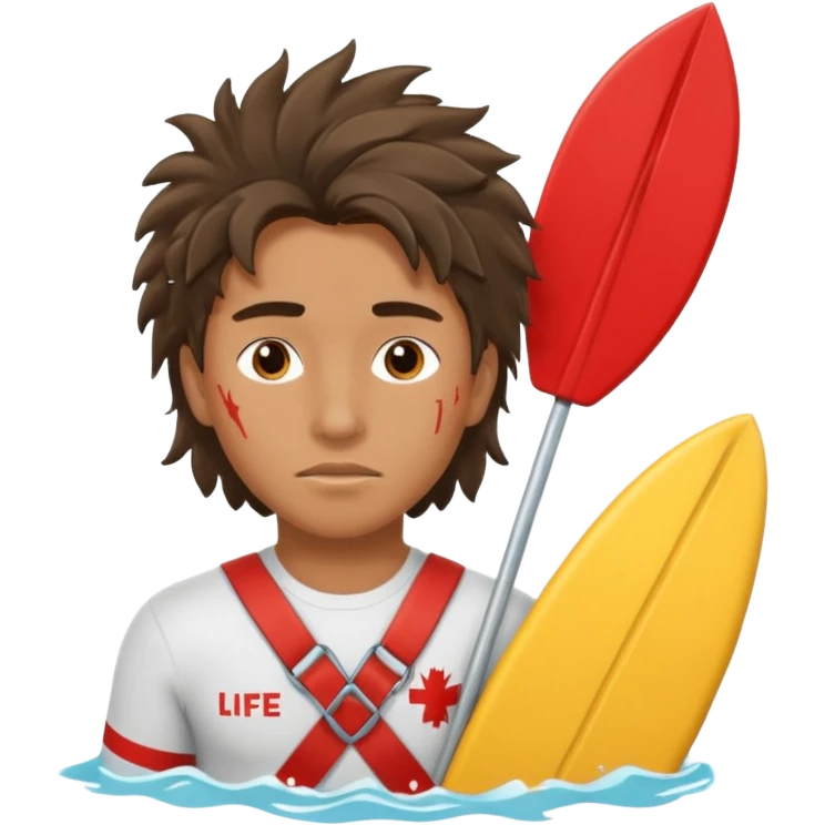 Lifeguard Native American Teenager with messy hair rescuing someone emoji