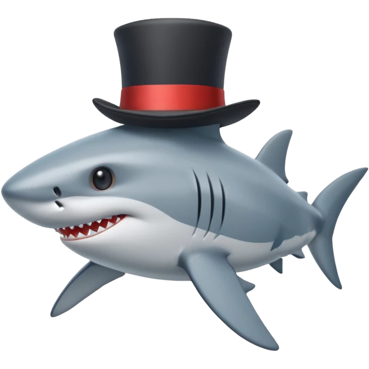Shark with a top hat emoji