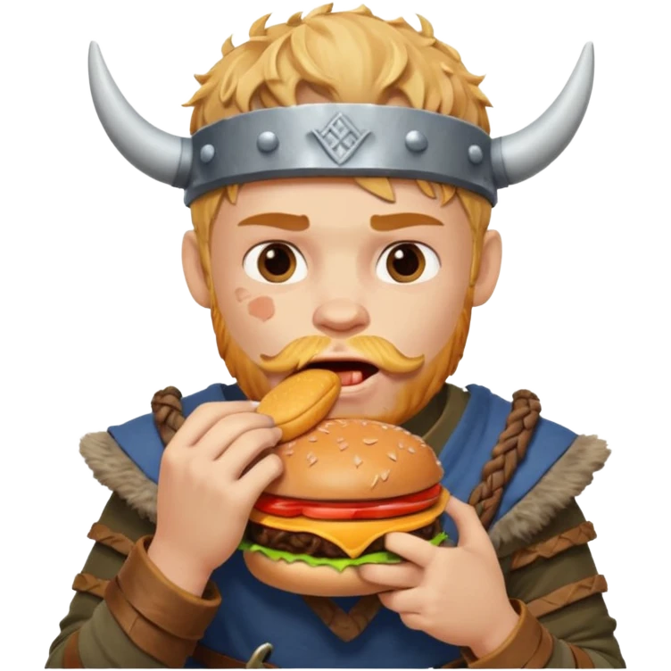 boy viking eating burger emoji