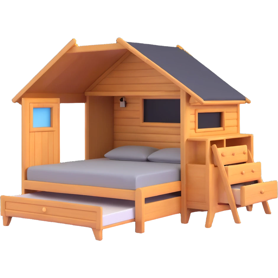 cozy wood cabin bed with storage emoji