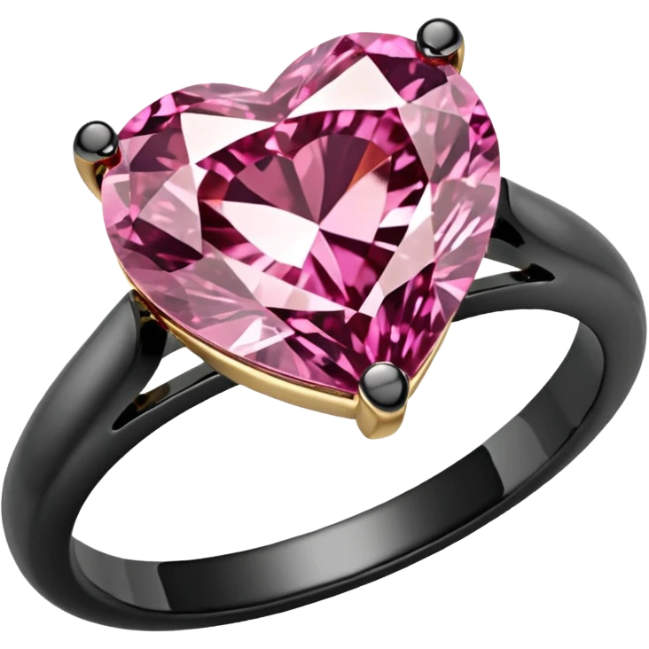 Pink Diamond heart gold ring emoji