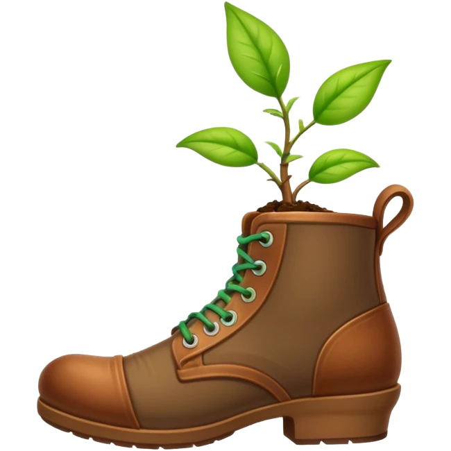 plant (🌱) sprouting from brown boot emoji