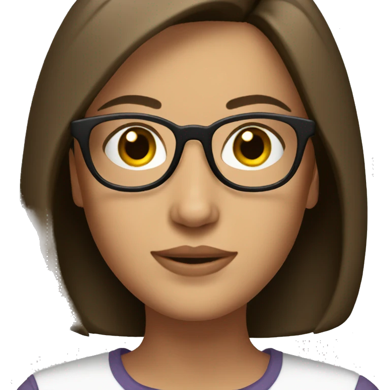 brunette, with a bob and round glasses emoji