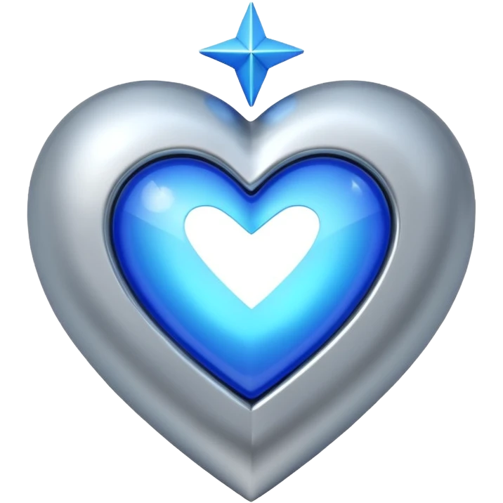 A geometric 3D heart with a blue star inside emoji