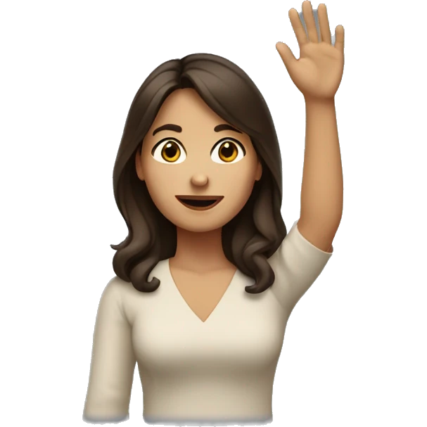 brunet woman raising her hand emoji