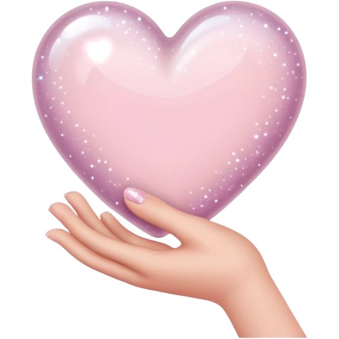 Pale pink heart with sparkles on the hand emoji