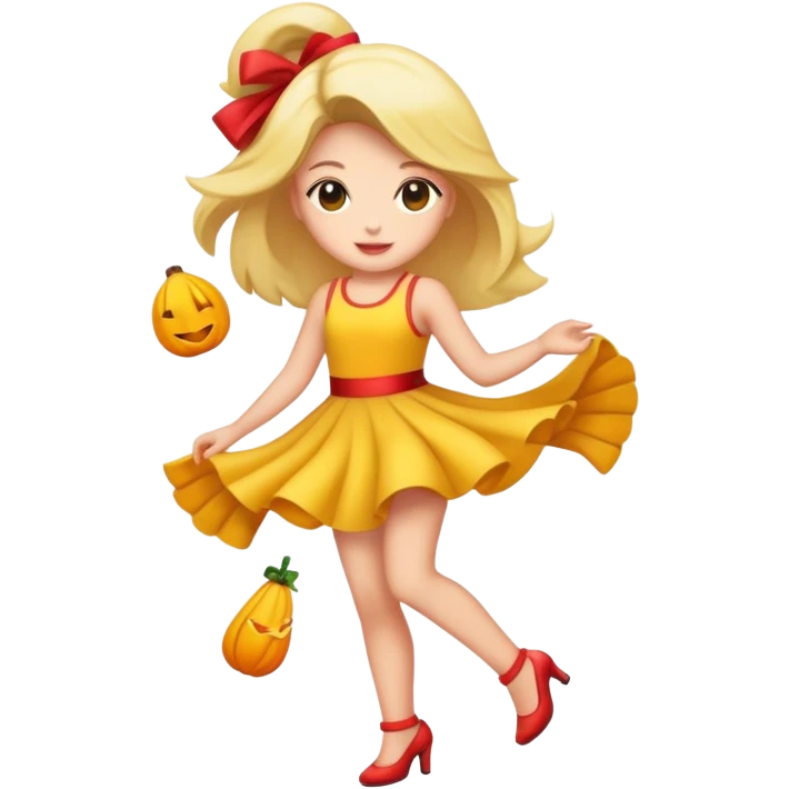 Emoji only. Women in bra dancing on table, for fun  emoji