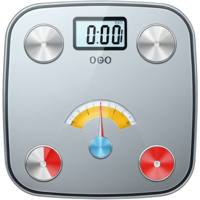 Digital weight scale with 0:00 on it emoji