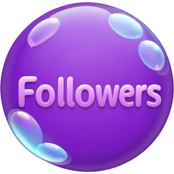 "Followers" purple color letters, girly bold font emoji