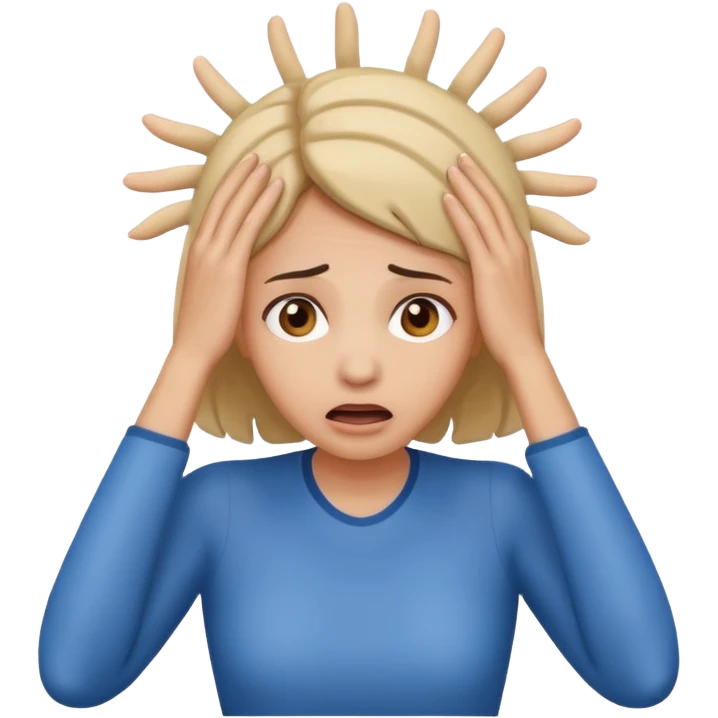 scared woman with her hands on her head emoji