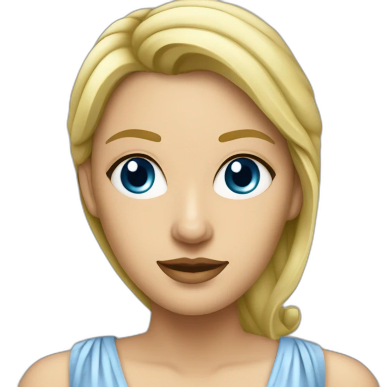 une femme blonde aux yeux bleus avec une robe d'avocate emoji