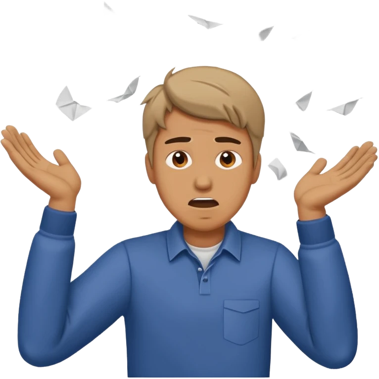 A man throwing papers in the air in frustration  emoji