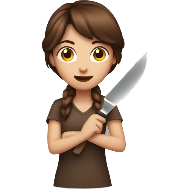 brown hair girl holding knife emoji emoji