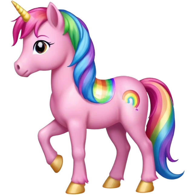 pink pony with rainbow hair full height standing emoji