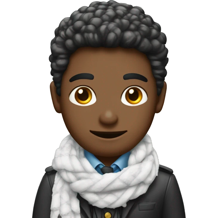 Joven tomando granizado con traje de nieve bufanda y joyas  emoji