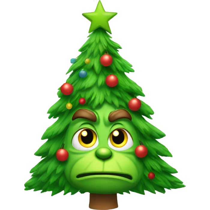 Christmas tree with grinch emoji