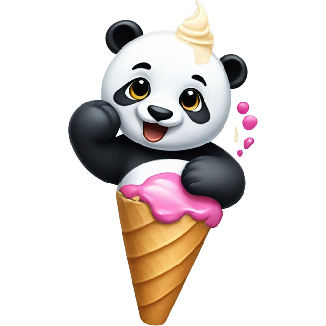 Panda eating ice cream emoji