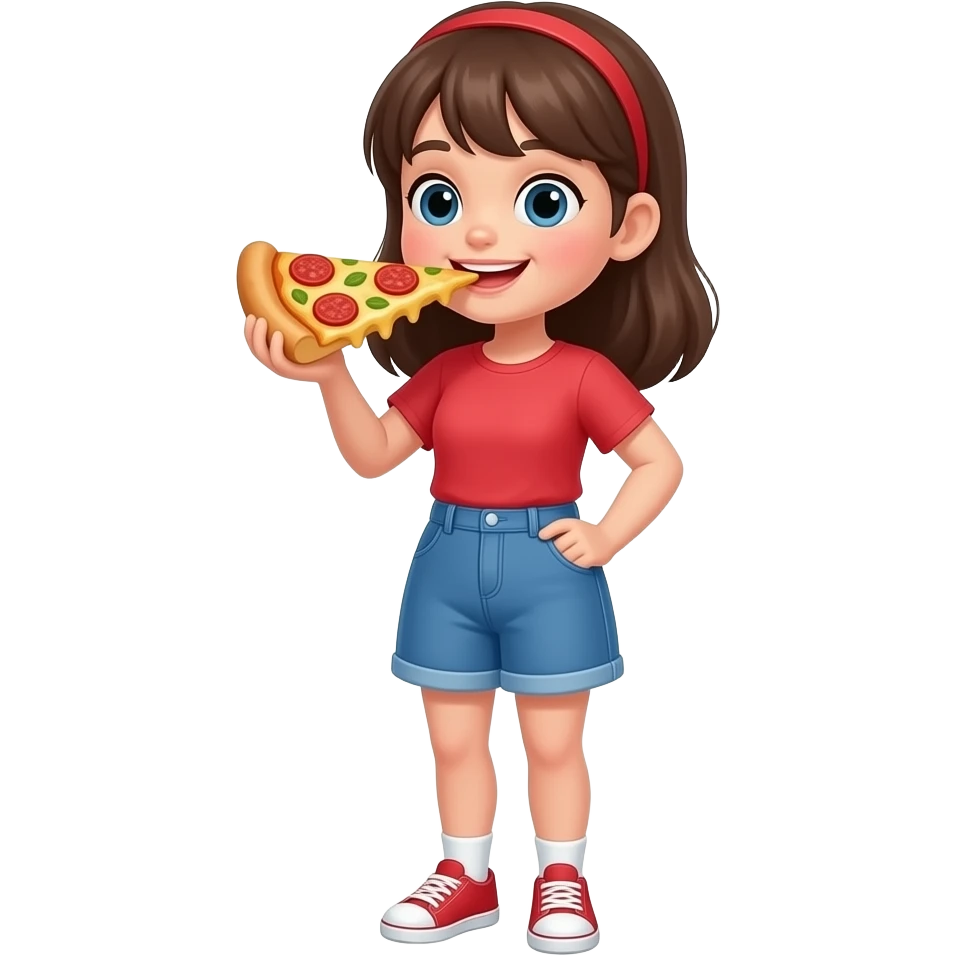 A girl is eating pizza emoji