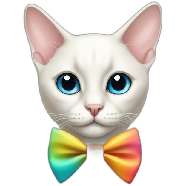 white siamese cat wearing a colorful bowtie emoji