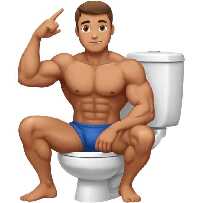 Muscular man on toilet  emoji