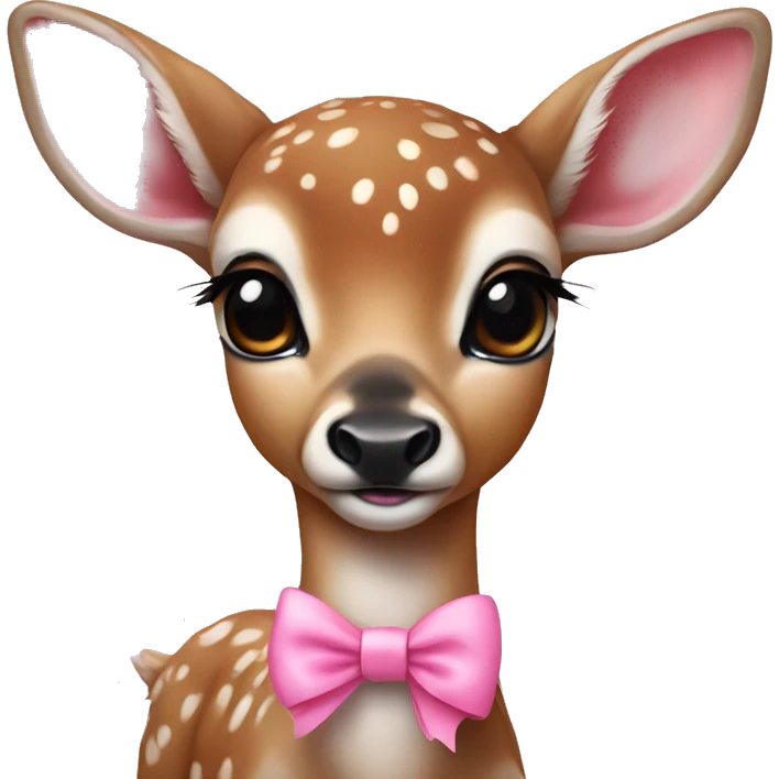 realistic baby deer wearing pink bows emoji