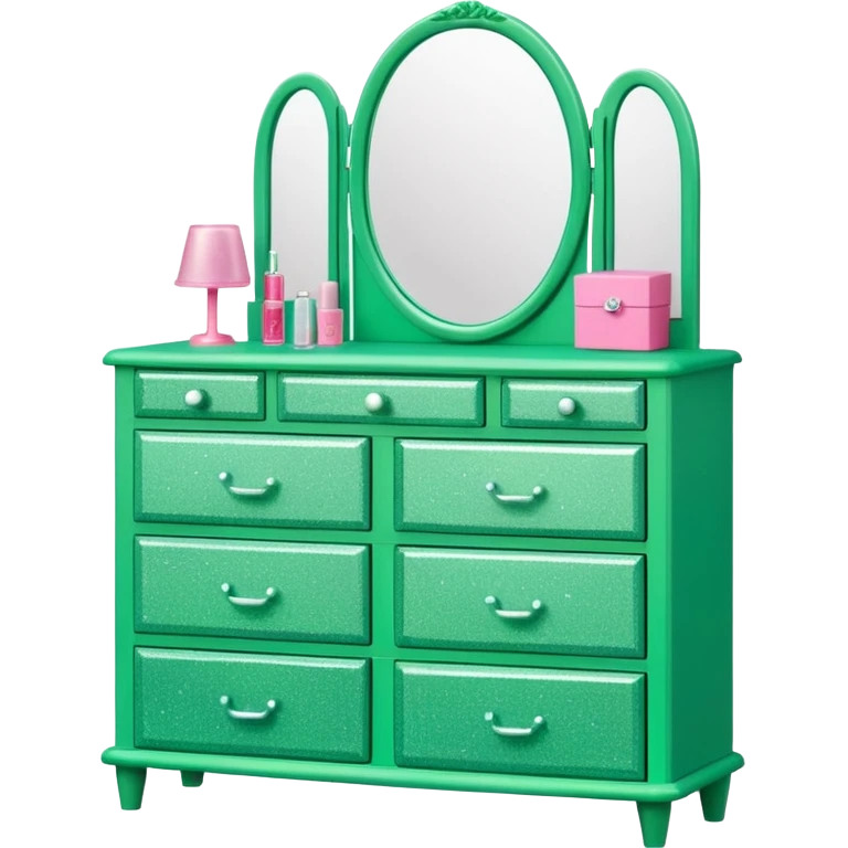 barbie dresser green with glitter emoji