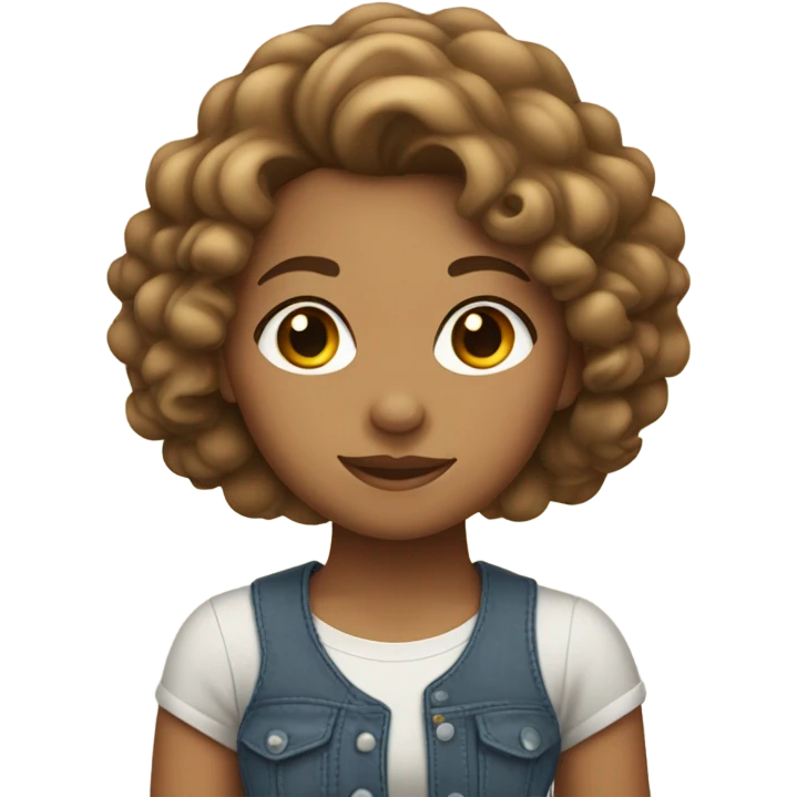 tan skined girl with curly side part emoji