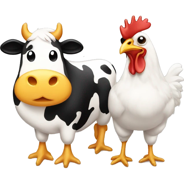 chicken and cow emoji