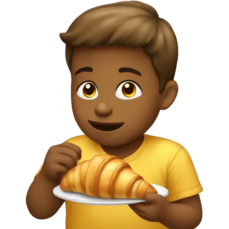 Child eating croissant emoji