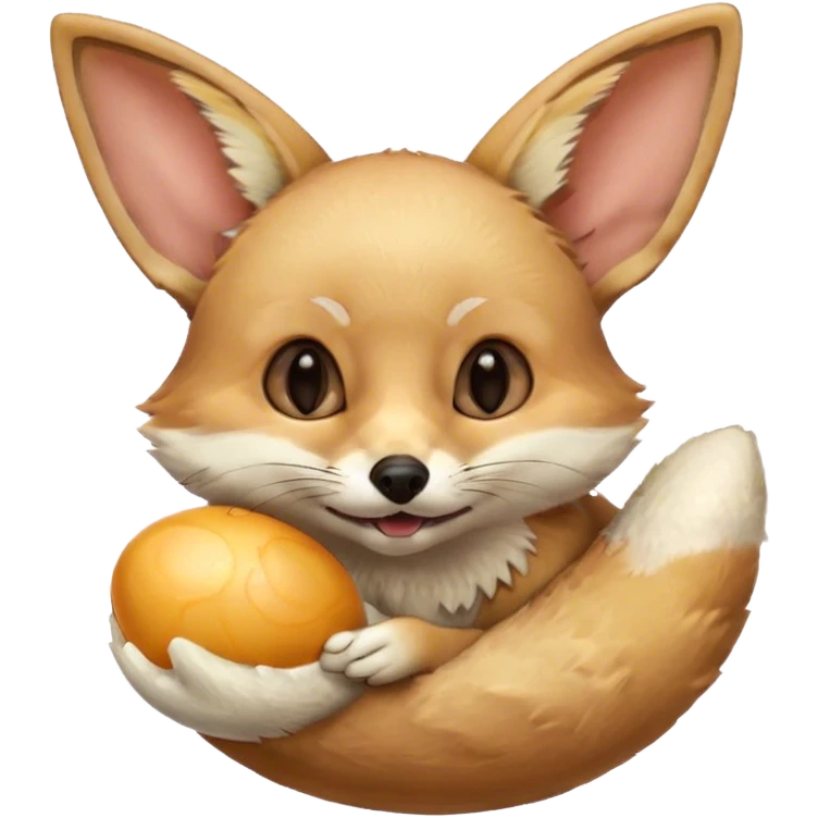 fennec carrying an unpeeled egg with his mouth emoji