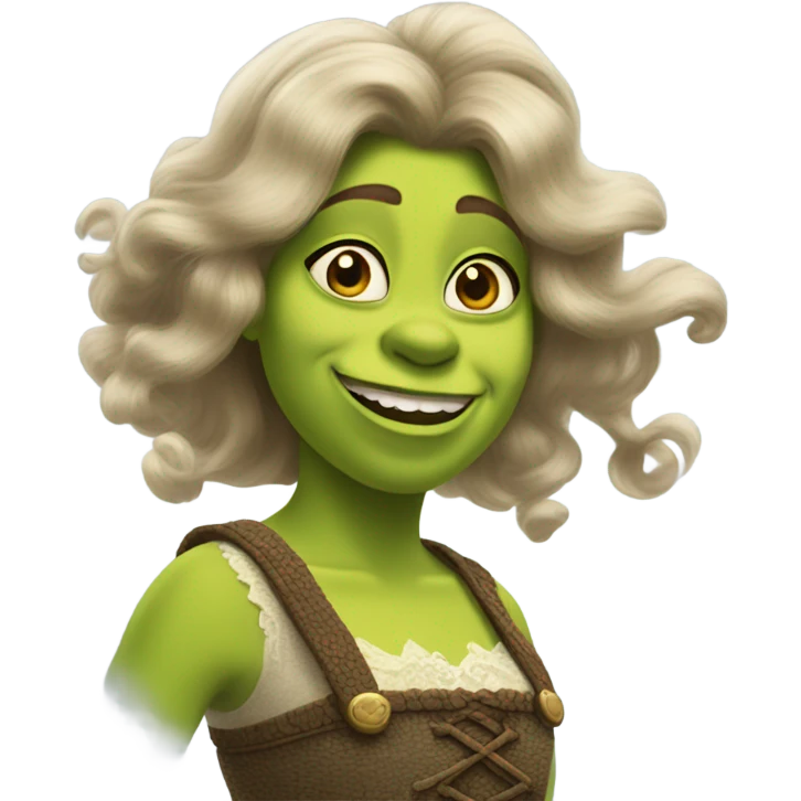 Shrek dressed like a girl with her hair blowing in the wind emoji