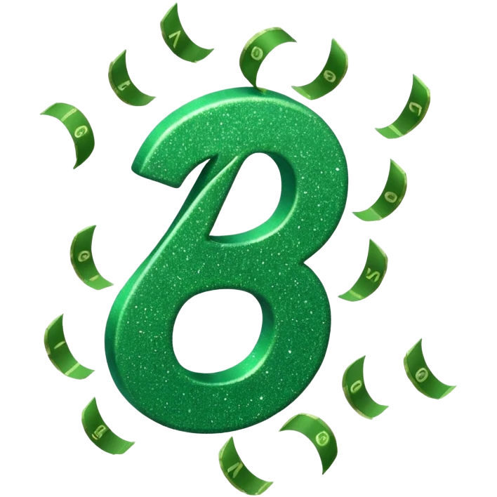 Green glitter money falling number 7 emoji